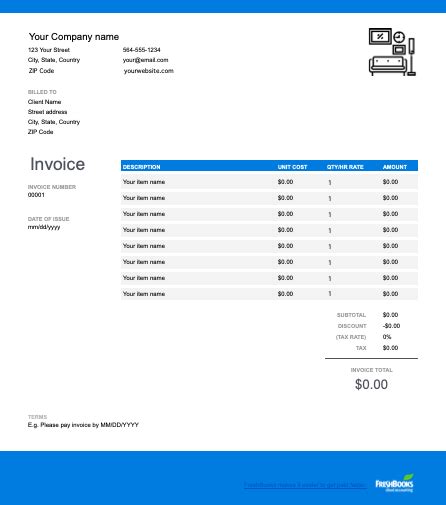 Free Interior Design Invoice Template Download Now Freshbooks Uk