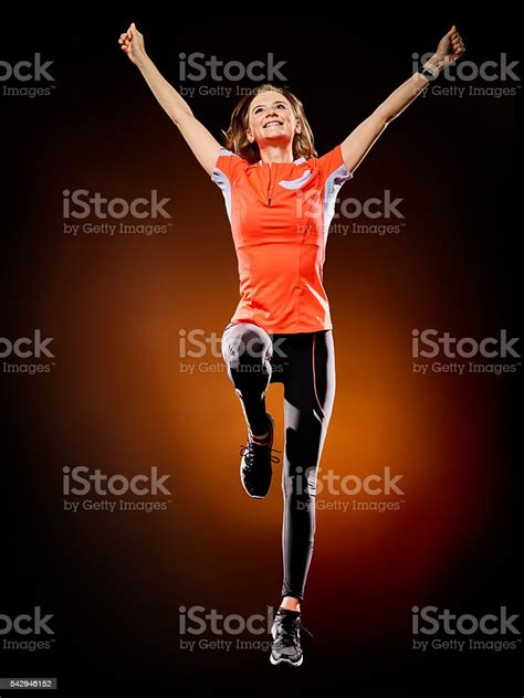 Woman Runner Running Jogger Jogging Isolated Stock Photo Download