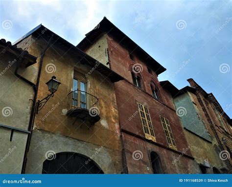 Splendid Ancient Houses in Saluzzo Town, Piedmont Region, Italy
