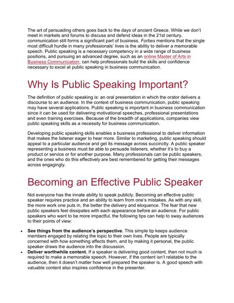 The Importance Of Public Speaking In Business Communication By Rider