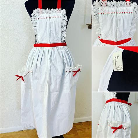 Vintage Full Apron Ruffles Pockets New With Tag In 2021 Vintage