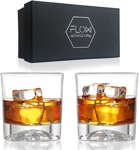 Joyjolt Carre Square Scotch Glasses Old Fashioned Whiskey Glasses 10 Ounce Ultra Clear Whiskey