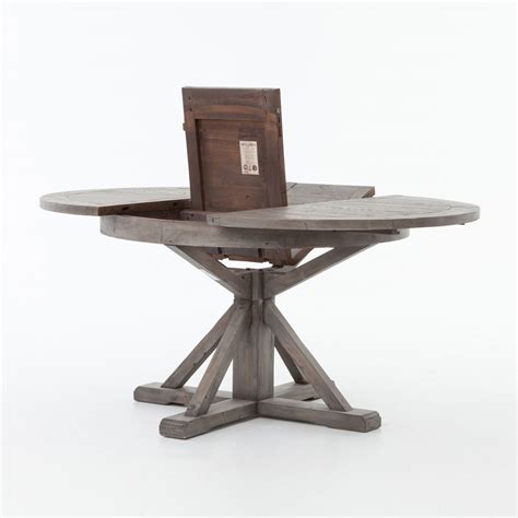 This style of table expands by pulling out the leaves from the sides, giving you more table space. Cintra Reclaimed Wood Expandable Round Kitchen Table 47 ...