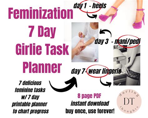 Feminization 7 Day Girlie Task List 7 Day Printable Planner With