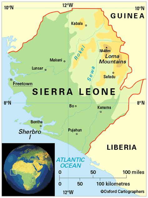 Sierra Leone Map In West Africa Africa Map