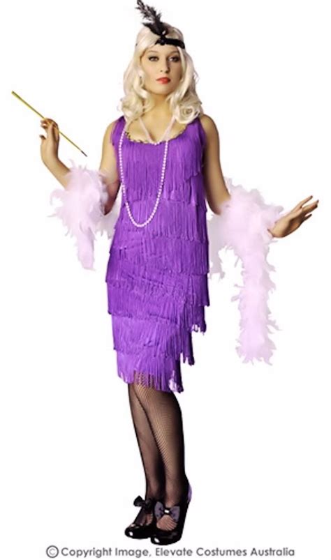 Roaring 20s Purple Flapper Plus Size Fancy Dress Womens Costume Xxl Or