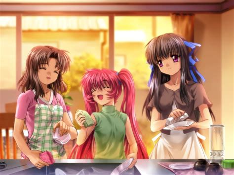 Three Female Anime Characters Illustration Hd Wallpaper Wallpaper Flare