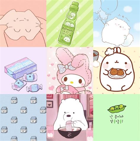 Kawaii Wall Collage Kit Kawaii Anime Pastel Aesthetic Etsy