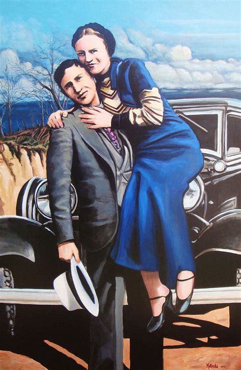 Bonnie And Clyde Painting By Robert Kotrola
