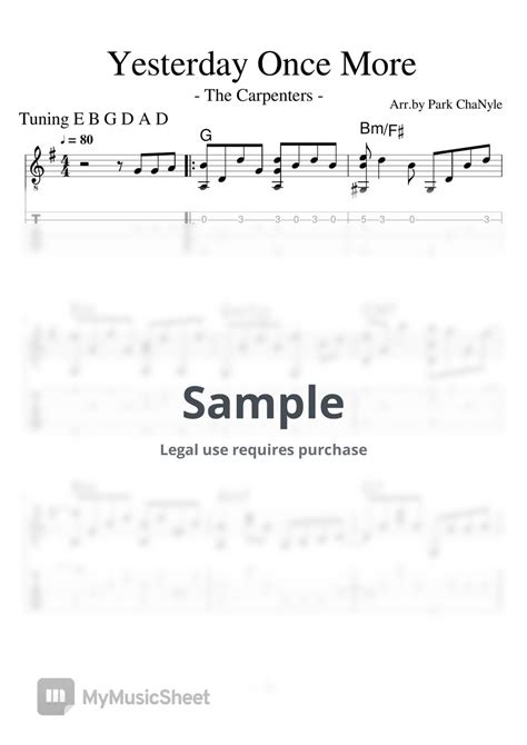 The Carpenters Yesterday Once More Chord Melody Tab 1staff By