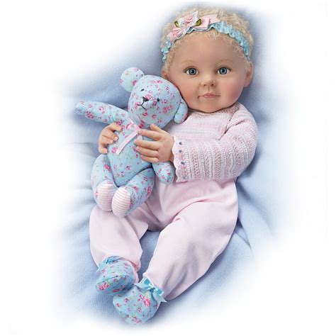 Ashton Drake Lauren Baby Girl Doll With Poseable Teddy Bear By Ping Lau