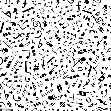 Seamless Music Notes And Marks Background Pattern Stock Illustration