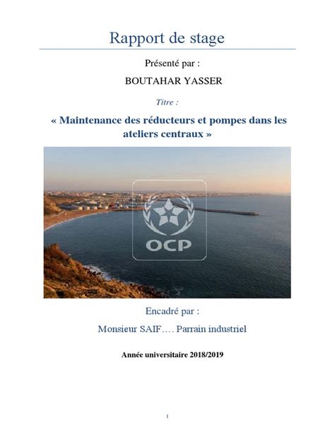 Rapport De Stage Ocp Safi Pdf Usure Des Surfaces Pompe
