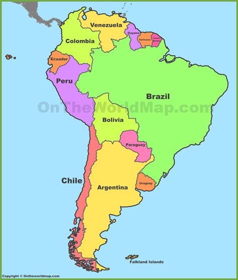 Political Map Of South America Ontheworldmap