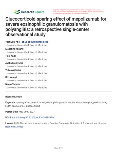 Pdf Glucocorticoid Sparing Effect Of Mepolizumab For Severe