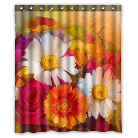 Zkgk Daisy Floral Flower Pattern Waterproof Shower Curtain Bathroom