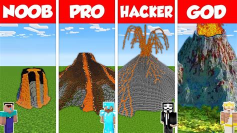 Minecraft Battle Noob Vs Pro Vs Hacker Vs God Lava Volcano House Base