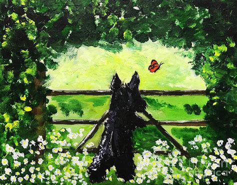 Scottie Dog And Butterfly Painting By Patch Wheatley Fine Art America