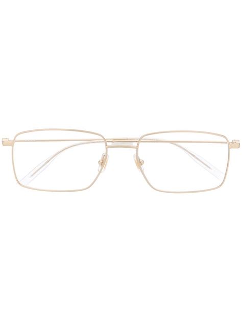 montblanc mb0076o rectangular frame glasses in gold modesens