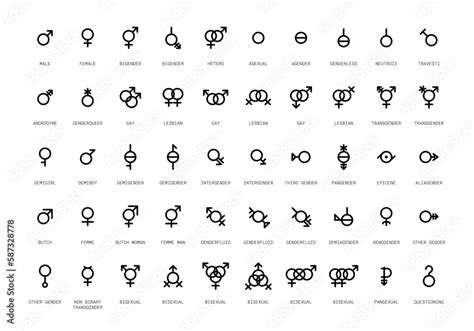 Gender And Sexual Orientation Identity Vector Illustration Symbol Sign Icons Stock Vector
