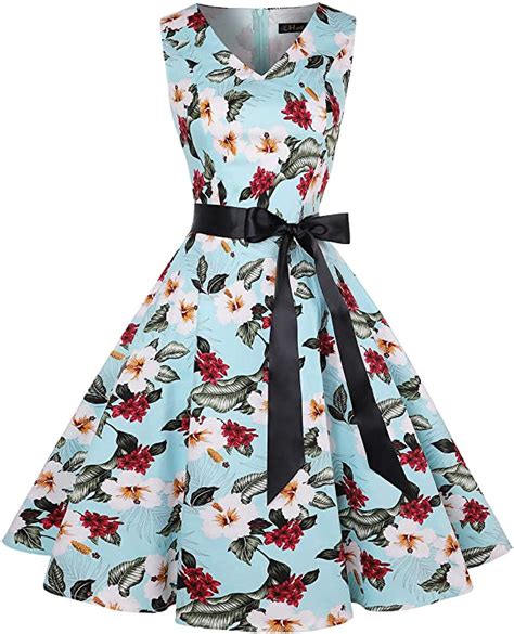 Ihot Vintage Tea Dress 1950s Floral Spring Garden Retro