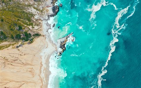 Descargar Fondos De Pantalla Costa Del Océano Vista Desde Arriba