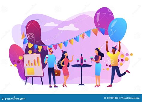 Corporate Party With People Having Fun Together Vector Illustration