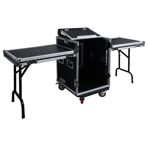 Sound Town 14u Pa Dj Rackroad Case With Slant Mixer Top And 2 Standing