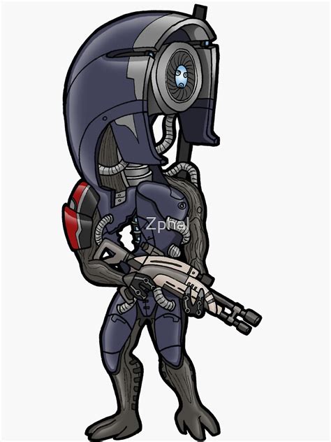 Mass Effect Legion Geth Sniper Chibi Sticker Sticker By Zphal