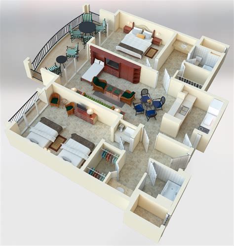 The hotel that has the most 2 bedroom suites is sandals montego bay. The Royal Sands All Inclusive Cancun