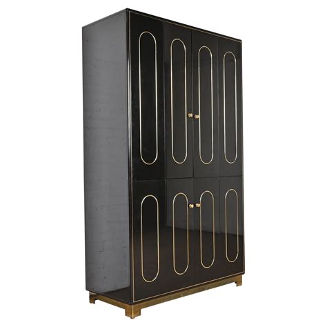 Cabinet Rococo Black And Gold Italian Mid Century Modern Chinese