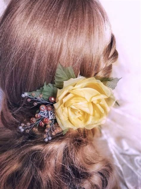 Yellow Flower Hair Clip Rose Hair Clip Yellow Chiffon Rose Pale Yellow Flower Wedding Flower