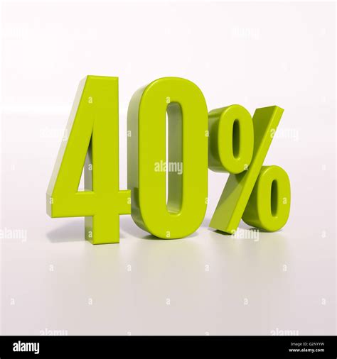 3d Render Green 40 Percent Percentage Discount Sign On White 40
