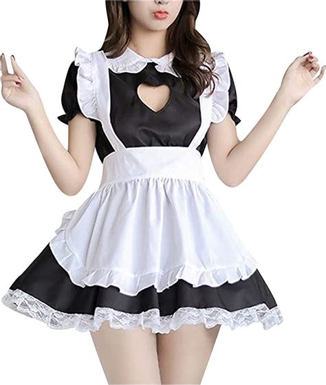 Ekrfxh Womens Maid Costume French Maid Short Sleeve Fancy Dress With Apron And Headwear Fake
