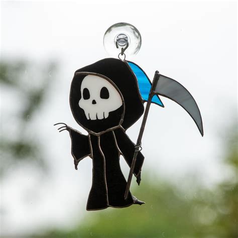 Grim Reaper Stained Glass Suncatcher 15351 From Glassartstories With