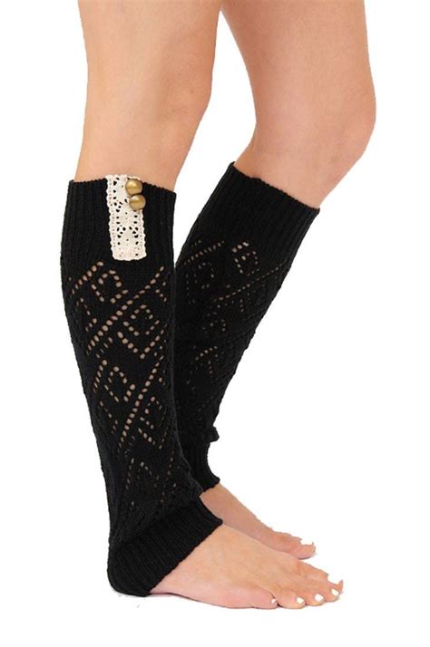 Knit Laced Leg Warmer Leggings Black Niobe Clothing