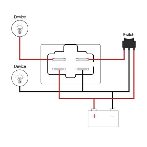 Here is the circuit diagram SPST 4 Way 40A 12V Relay Wiring Pin-Out Diagram - OBD Innovations Blog