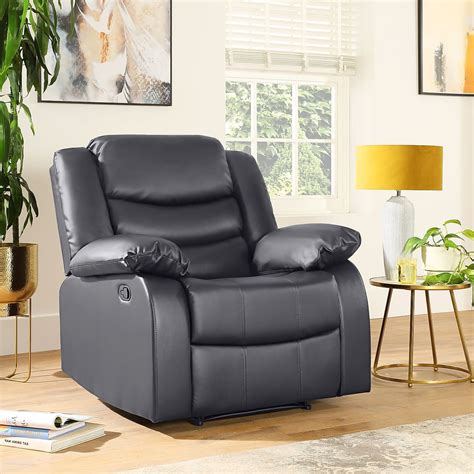 Sorrento Grey Leather Recliner Armchair Furniture Choice