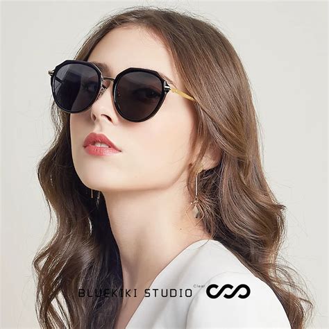 Kiki Women Polarized Sunglasses Retro Round Flower Frame Brand Design Black Sun Glasses Luxury