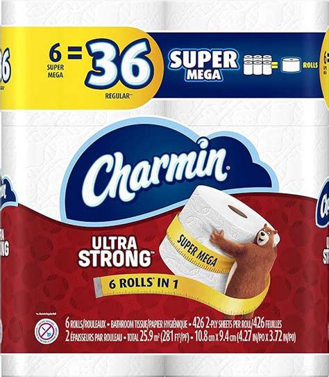 Charmin Ultra Strong Toilet Paper Super Mega Rolls 6 Count