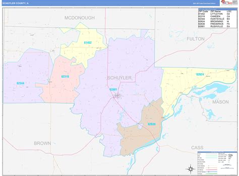 Schuyler County Il Wall Map Color Cast Style By Marketmaps Mapsales