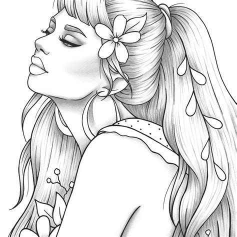 printable coloring page girl portrait and clothes colouring etsy 日本