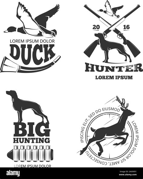 Hunting Club Vintage Vector Labels And Emblems And Logos Badges Set