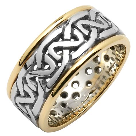 Irish Wedding Ring Mens Celtic Knot Pierced Sheelin Wedding Band With