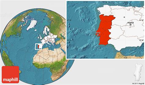 This is a list of population by city, which means that it refers to the number of inhabitants in the city proper, excluding inhabitants from the same municipality but living outside the urban area of the city in other civil parishes. Satellite Location Map of Portugal, highlighted continent