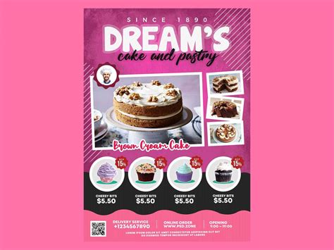 Free Cake And Pastry Flyer Template Psd