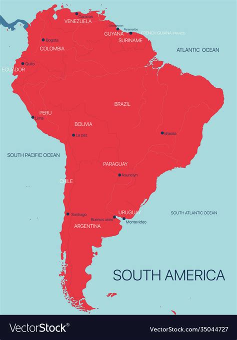 South America Continent Map Royalty Free Vector Image