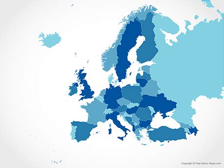 Printable Vector Map Of Europe With Countries Blue Free Vector Maps