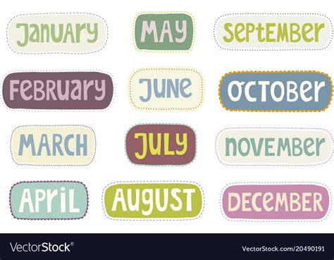 Set Of Month Labels Royalty Free Vector Image Vectorstock