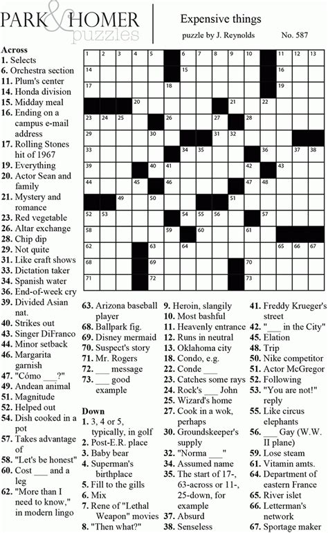 Crossword Puzzles Free Printable With Answers Easy Crossword Puzzles